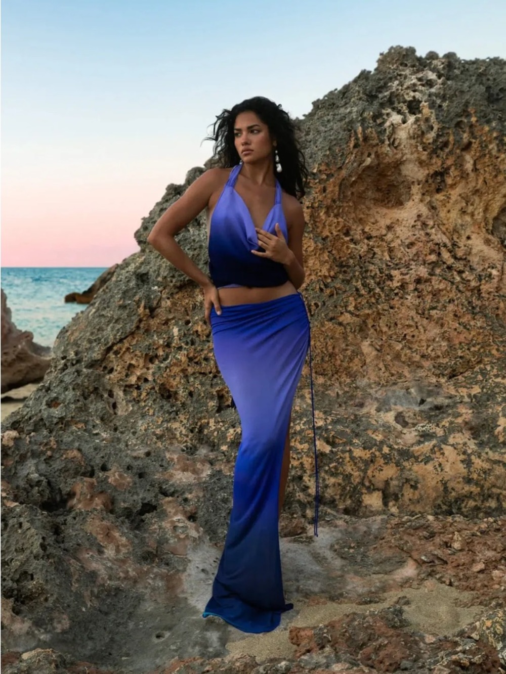 Rat & Boa Blue and Lavender Ombre Halter Set - Nova top & Atlantis set